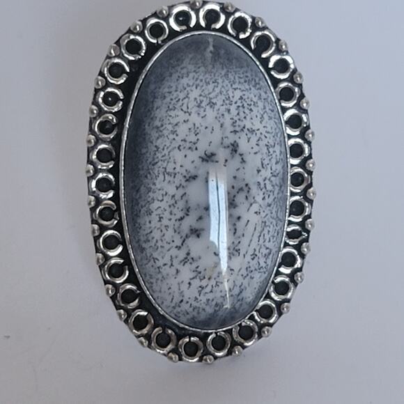 Handmade Sterling Silver Dendritic Agate Ring, Size 7.5 Natural Stone Jewelry - Picture 11 of 14